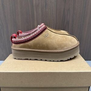 UGG Women's Tan and Red Suede Mules